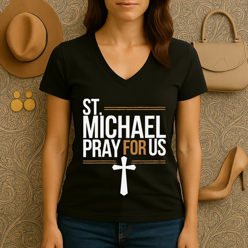 Women St. Michael Patronage Catholic Confirmation Gift Women's V-Neck T-Shirt