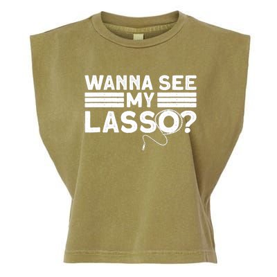 Wanna See My Lasso Funny Rodeo Western Cowboy Garment-Dyed Women's Muscle Tee