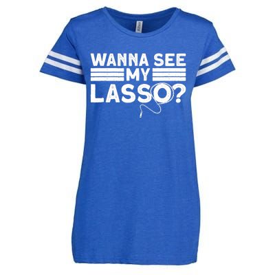 Wanna See My Lasso Funny Rodeo Western Cowboy Enza Ladies Jersey Football T-Shirt