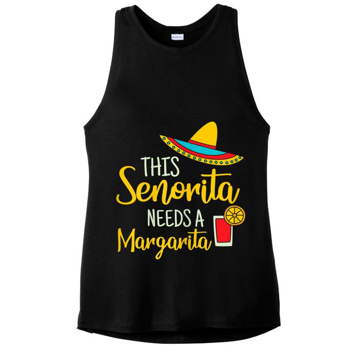 Womens Senorita Margarita Mexican Fiesta Funny Cinco De Mayo Ladies PosiCharge Tri-Blend Wicking Tank