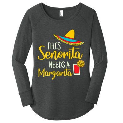 Womens Senorita Margarita Mexican Fiesta Funny Cinco De Mayo Women's Perfect Tri Tunic Long Sleeve Shirt