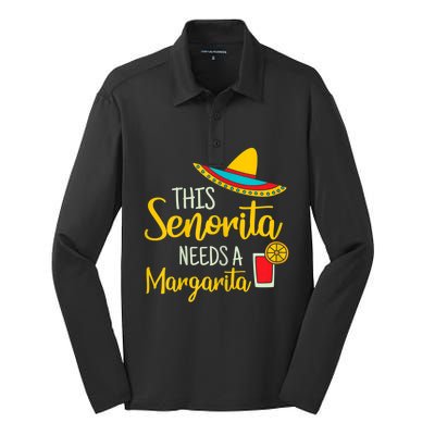 Womens Senorita Margarita Mexican Fiesta Funny Cinco De Mayo Silk Touch Performance Long Sleeve Polo