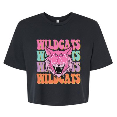 Wildcats School Mascot Sport Mom Wildcats Bella+Canvas Jersey Crop Tee