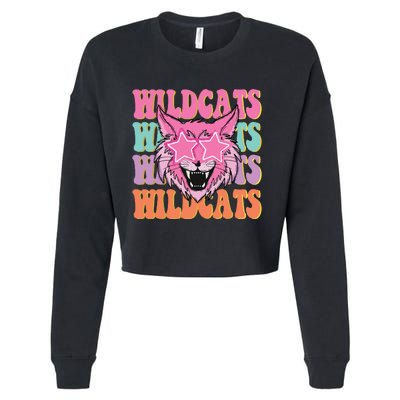 Wildcats School Mascot Sport Mom Wildcats Cropped Pullover Crew