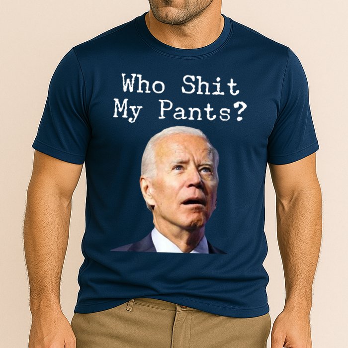 Who Shit My Pant's Funny Anti Joe Biden Cooling Performance Crew T-Shirt