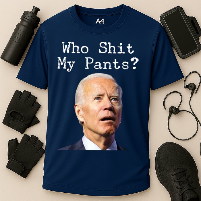 Who Shit My Pant's Funny Anti Joe Biden Cooling Performance Crew T-Shirt