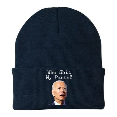 Who Shit My Pant's Funny Anti Joe Biden Knit Cap Winter Beanie