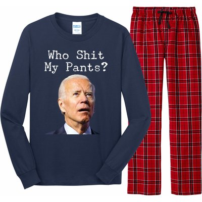 Who Shit My Pant's Funny Anti Joe Biden Long Sleeve Pajama Set