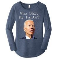 Who Shit My Pant's Funny Anti Joe Biden Women's Perfect Tri Tunic Long Sleeve Shirt