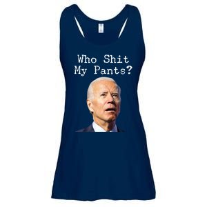 Who Shit My Pant's Funny Anti Joe Biden Ladies Essential Flowy Tank