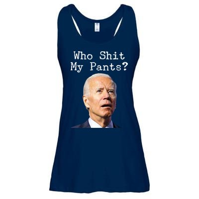 Who Shit My Pant's Funny Anti Joe Biden Ladies Essential Flowy Tank