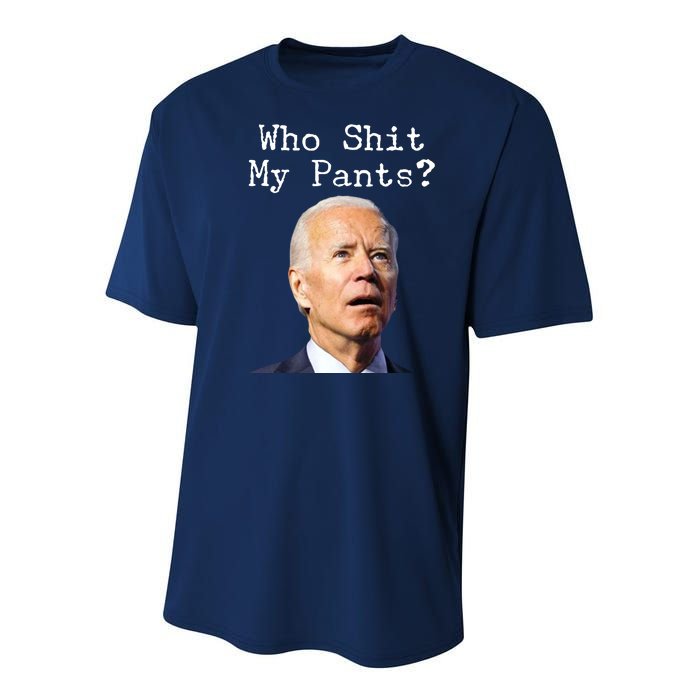 Who Shit My Pant's Funny Anti Joe Biden Youth Performance Sprint T-Shirt