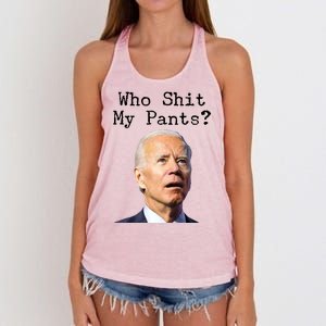 Who Shit My Pant's Funny Anti Joe Biden Women's Knotted Racerback Tank