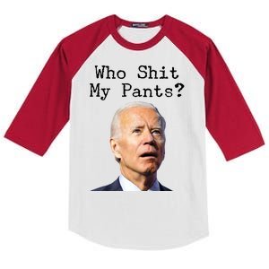 Who Shit My Pant's Funny Anti Joe Biden Kids Colorblock Raglan Jersey