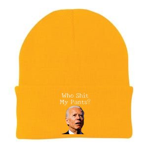 Who Shit My Pants Funny Anti Joe Biden Knit Cap Winter Beanie