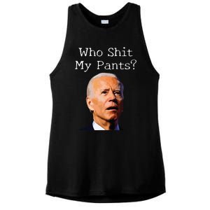 Who Shit My Pants Funny Anti Joe Biden Ladies PosiCharge Tri-Blend Wicking Tank