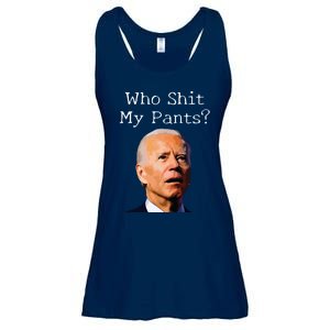 Who Shit My Pants Funny Anti Joe Biden Ladies Essential Flowy Tank