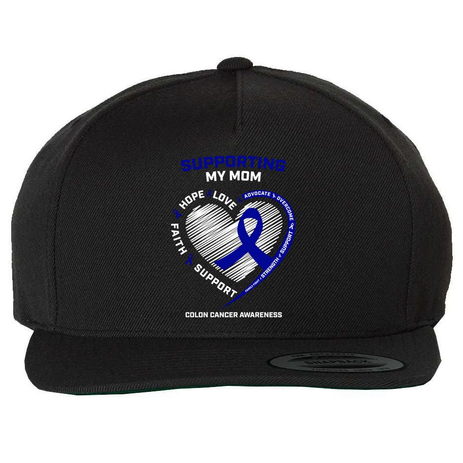 Wo Support Mom Colon Cancer Awareness Products Gift Wool Snapback Cap