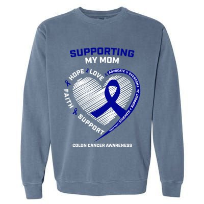 Wo Support Mom Colon Cancer Awareness Products Gift Garment-Dyed Sweatshirt