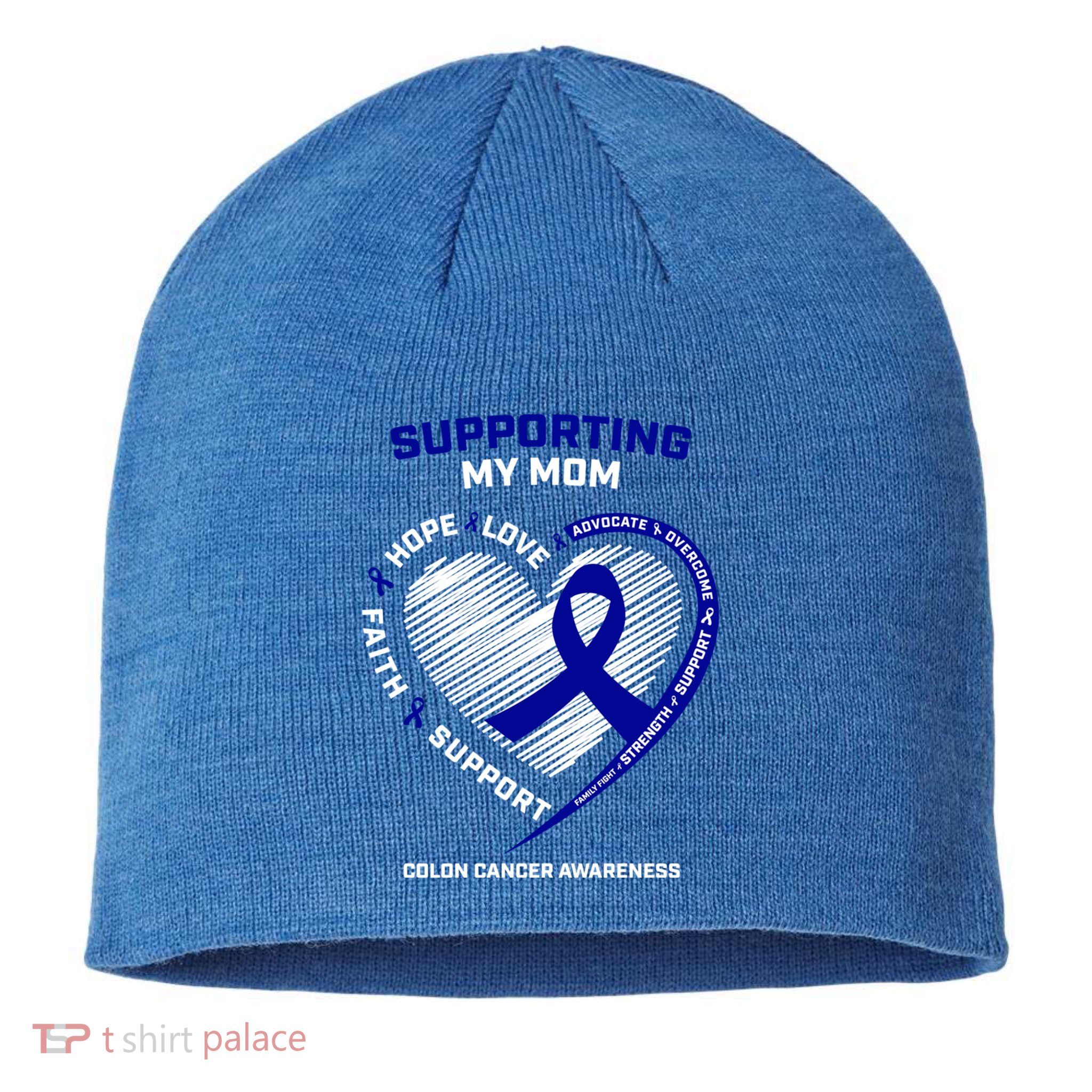 Wo Support Mom Colon Cancer Awareness Products Gift Sustainable Beanie