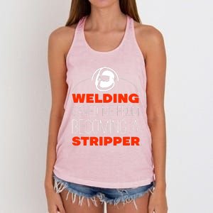 Welding Saved Me From Becoming A Stripper Women's Knotted Racerback Tank