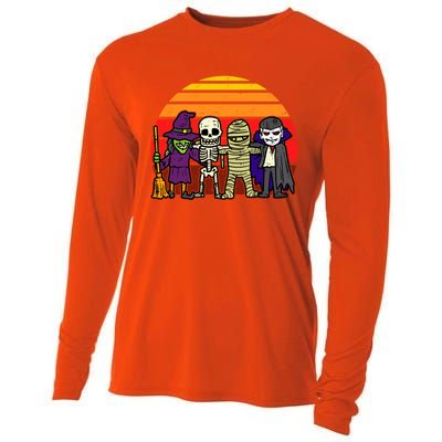 Witch Skeleton Mummy Vampire Retro Halloween Gift Cooling Performance Long Sleeve Crew