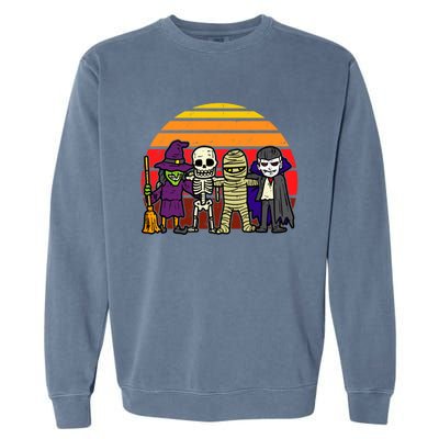 Witch Skeleton Mummy Vampire Retro Halloween Gift Garment-Dyed Sweatshirt