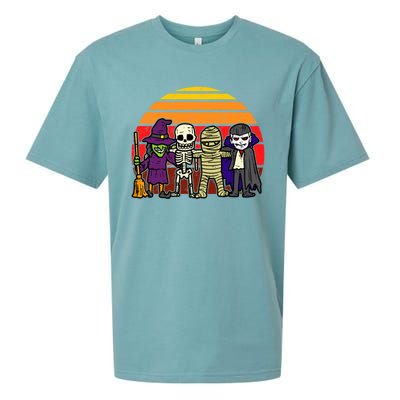 Witch Skeleton Mummy Vampire Retro Halloween Gift Sueded Cloud Jersey T-Shirt