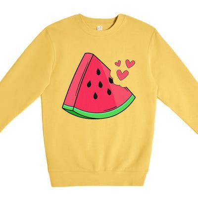 Watermelon Slice Melon Summer Vacation Season Fruit Lovers Premium Crewneck Sweatshirt