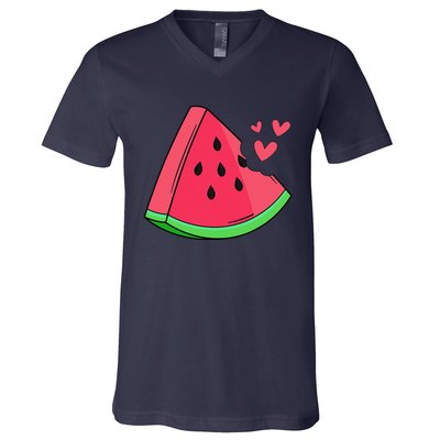 Watermelon Slice Melon Summer Vacation Season Fruit Lovers V-Neck T-Shirt