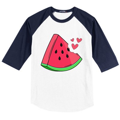 Watermelon Slice Melon Summer Vacation Season Fruit Lovers Baseball Sleeve Shirt