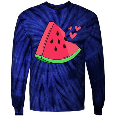 Watermelon Slice Melon Summer Vacation Season Fruit Lovers Tie-Dye Long Sleeve Shirt