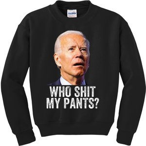 Who Shit My Pants Anti Joe Biden Funny Conservative Kids Sweatshirt