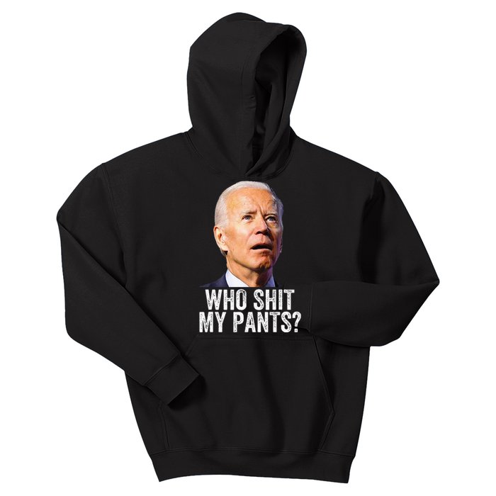 Who Shit My Pants Anti Joe Biden Funny Conservative Kids Hoodie