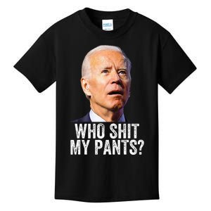 Who Shit My Pants Anti Joe Biden Funny Conservative Kids T-Shirt