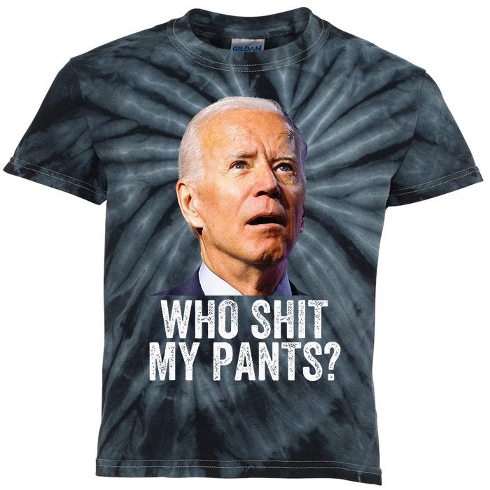 Who Shit My Pants Anti Joe Biden Funny Conservative Kids Tie-Dye T-Shirt