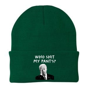 Who Shit My Pants Funny Anti Joe Biden Knit Cap Winter Beanie