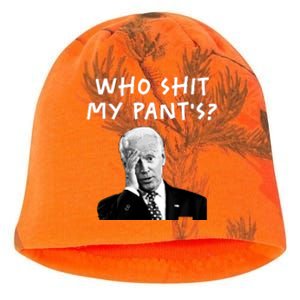 Who Shit My Pants Funny Anti Joe Biden Kati - Camo Knit Beanie