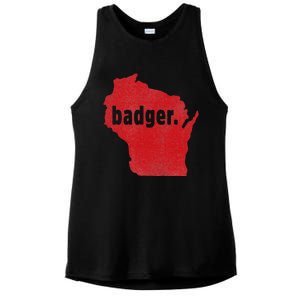 Wisconsin State Nickname Badger Ladies PosiCharge Tri-Blend Wicking Tank