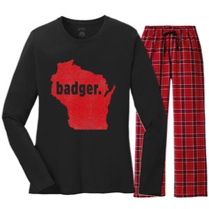 Wisconsin State Nickname Badger Women's Long Sleeve Flannel Pajama Set 