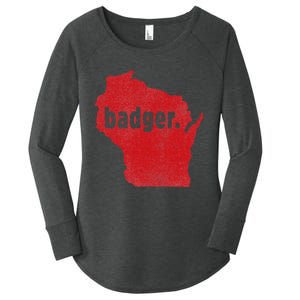 Wisconsin State Nickname Badger Women's Perfect Tri Tunic Long Sleeve Shirt