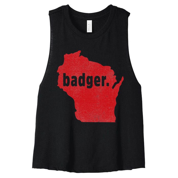 Wisconsin State Nickname Badger Women's Racerback Cropped Tank