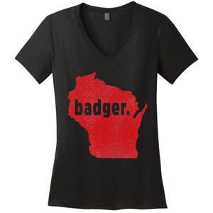 Wisconsin State Nickname Badger Women's V-Neck T-Shirt