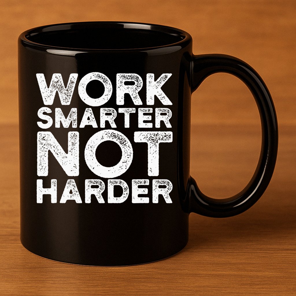 Work Smarter Not Harder Motivational Apparel 11oz C Handle Ceramic Mug