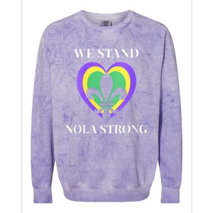 We Stand Nola Strong New Orleans Vneck Colorblast Crewneck Sweatshirt