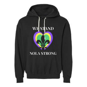 We Stand Nola Strong New Orleans Vneck Garment-Dyed Fleece Hoodie