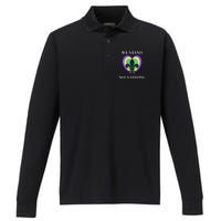 We Stand Nola Strong New Orleans Vneck Performance Long Sleeve Polo