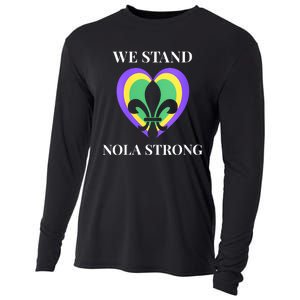 We Stand Nola Strong New Orleans Vneck Cooling Performance Long Sleeve Crew