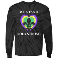 We Stand Nola Strong New Orleans Vneck Tie-Dye Long Sleeve Shirt