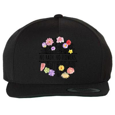 Womens Spring No Rain No Flowers Wool Snapback Cap